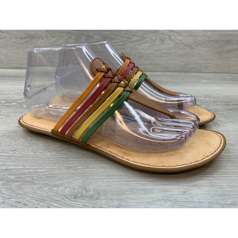 Born Women's Sandals Multi Color Leather Strappy Thong 8 Comfort Casual Shoes